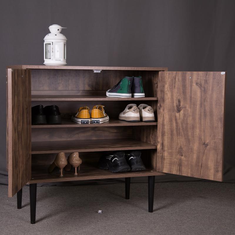 ΠΑΠΟΥΤΣΟΘΗΚΗ "Home" 2227 ΜΕ 2 ΠΟΡΤΕΣ ΚΑΙ 4 ΡΑΦΙΑ ΜΑΥΡΟ GREY OAK-ΜΑΥΡΟ 75x37x75εκ - Image 3