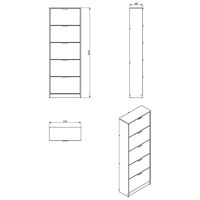 ΠΑΠΟΥΤΣΟΘΗΚΗ Hugo 25 Grey Oak ΜΕ ΚΑΘΡΕΦΤΗ 67x28x191,5εκ - Image 6