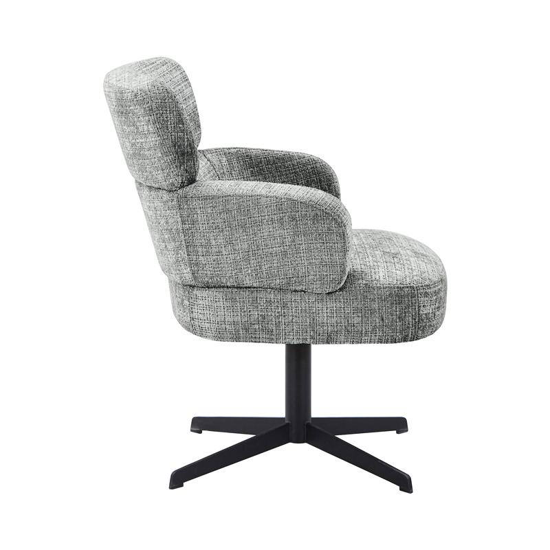 ΠΕΡΙΣΤΡΕΦΟΜΕΝΗ ΠΟΛΥΘΡΟΝΑ FL096 ΓΚΡΙ ΥΦΑΣΜΑ ΜΕ ΜΑΥΡΗ ΜΕΤΑΛΛΙΚΗ ΒΑΣΗ 70x74x89εκ - Image 3