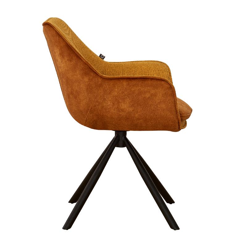 ΠΕΡΙΣΤΡΕΦΟΜΕΝΗ ΚΑΡΕΚΛΑ FL5064 ΜΕ ΜΕΤΑΛΛΙΚΑ ΠΟΔΙΑ ΚΑΙ ΚΙΤΡΙΝΟ ΧΡΩΜΑ ΥΦΑΣΜΑΤΟΣ 62x61,5x84εκ - Image 4