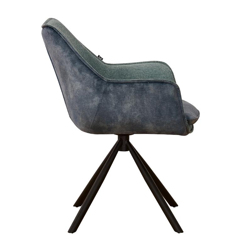 ΠΕΡΙΣΤΡΕΦΟΜΕΝΗ ΚΑΡΕΚΛΑ FL5064 ΜΕ ΜΕΤΑΛΛΙΚΑ ΠΟΔΙΑ ΚΑΙ ΠΡΑΣΙΝΟ ΧΡΩΜΑ ΥΦΑΣΜΑΤΟΣ 62x61,5x84εκ - Image 4