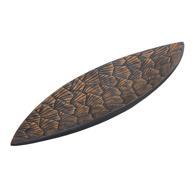 ΠΙΑΤΕΛΑ "Leaf" ΓΚΡΙ-ΧΡΥΣΟ 49*16.5*4εκ