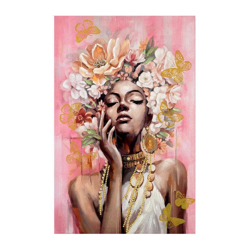 ΠΙΝΑΚΑΣ ΣΕ ΚΑΜΒΑ FL0051 ΡΟΖ-ΚΑΦΕ-ΧΡΥΣΟ 80x3x120εκ