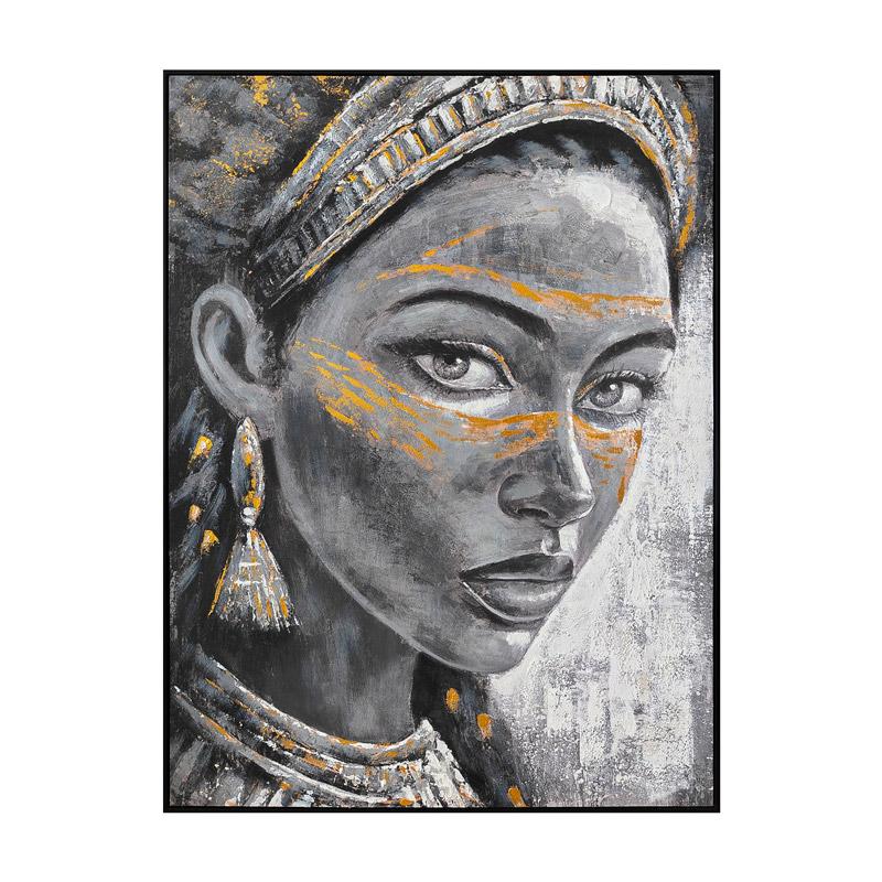 ΠΙΝΑΚΑΣ ΣΕ ΚΑΜΒΑ FL2671 WOMAN FACE ΓΚΡΙ-ΧΡΥΣΟ 90x120xεκ