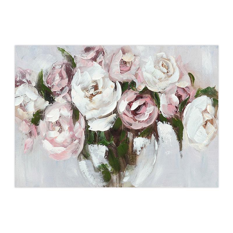 ΠΙΝΑΚΑΣ ΣΕ ΚΑΜΒΑ "Flower 35501" ΜΠΕΖ-ΡΟΖ-ΛΕΥΚΟ 100x3x70εκ