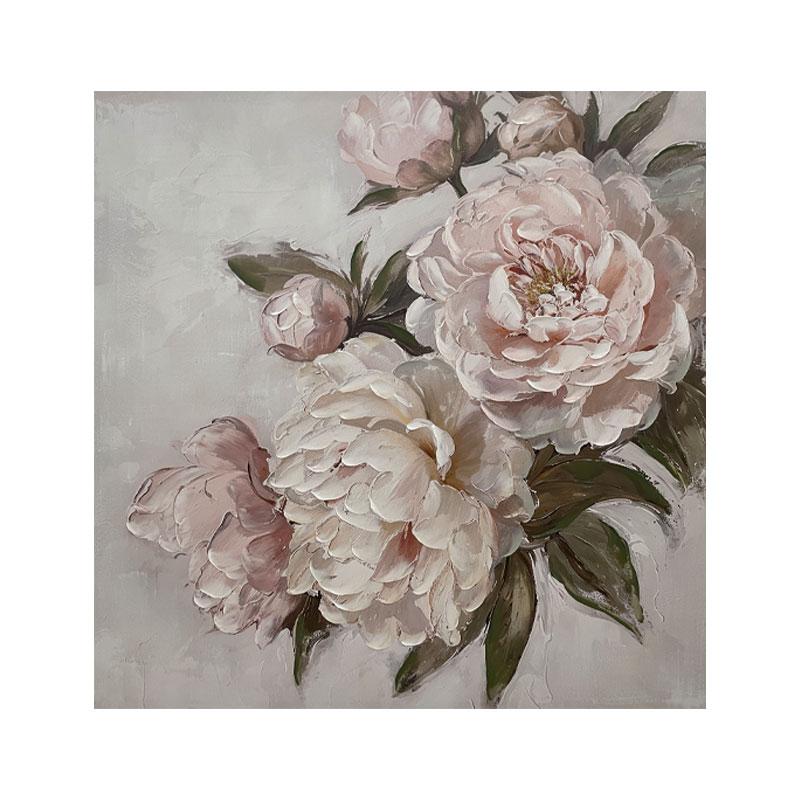 ΠΙΝΑΚΑΣ ΣΕ ΚΑΜΒΑ "Flower 37159" ΜΠΕΖ-ΡΟΖ-ΛΕΥΚΟ 100x3x120εκ