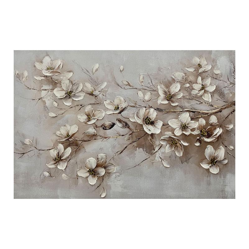 ΠΙΝΑΚΑΣ ΣΕ ΚΑΜΒΑ "Flower 37592" ΜΠΕΖ-ΡΟΖ-ΛΕΥΚΟ 90x3x60εκ