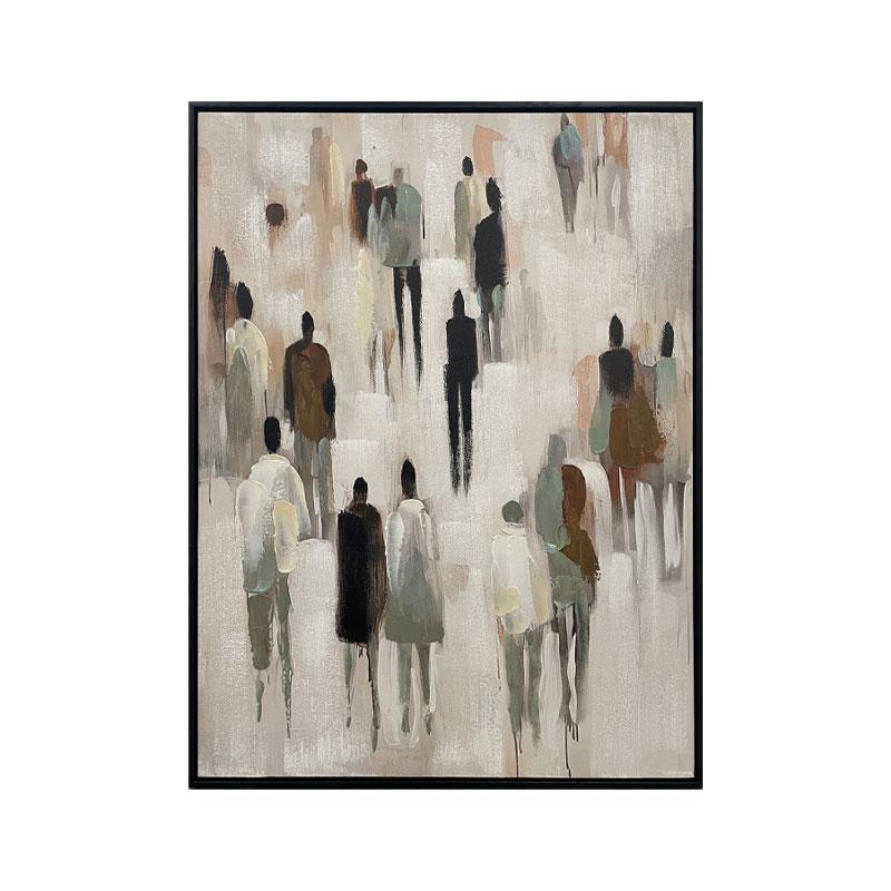 ΠΙΝΑΚΑΣ ΣΕ ΚΑΜΒΑ "Peoples No1 37530" ΜΠΕΖ-ΓΚΡΙ-ΛΕΥΚΟ 60x4x80εκ