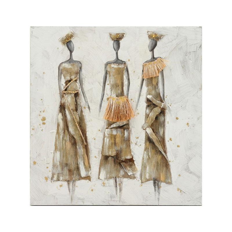 ΠΙΝΑΚΑΣ ΣΕ ΚΑΜΒΑ "Three african ladies" 80x3x80cm