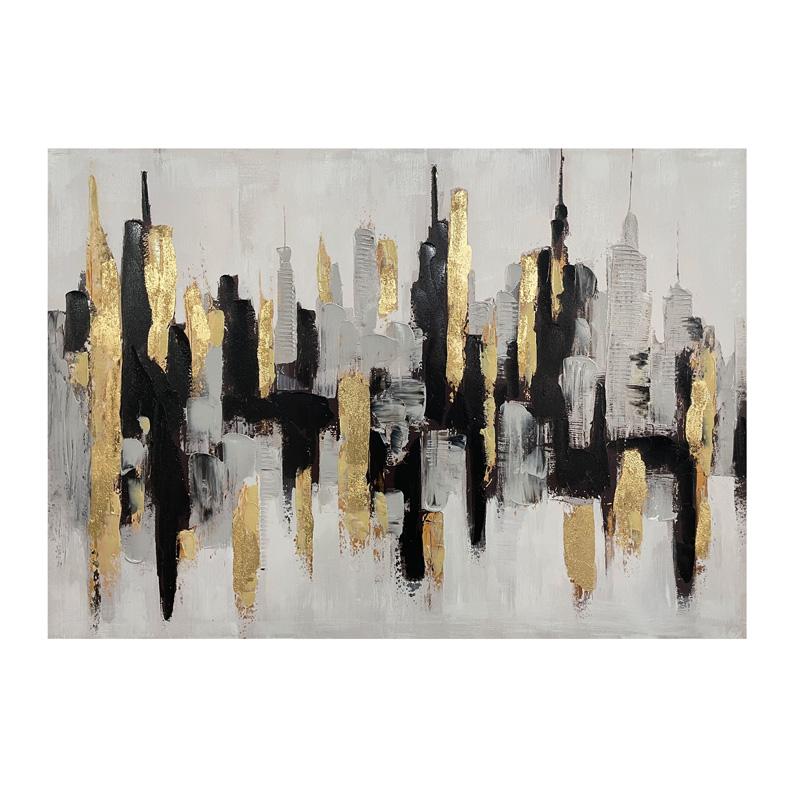 ΠΙΝΑΚΑΣ ΣΕ ΚΑΜΒΑ "Town 36099" ΜΑΥΡΟ-ΧΡΥΣΟ-ΜΠΕΖ 100x3x70εκ