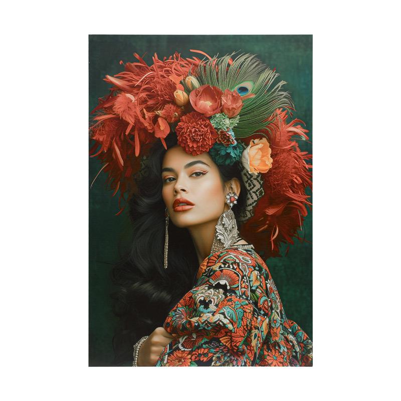 ΠΙΝΑΚΑΣ ΣΕ ΚΑΜΒΑ ΜΕ ΕΚΤΥΠΩΣΗ FL246004 ΠΡΑΣΙΝΟ-ΚΑΦΕ-ΚΟΚΚΙΝΟ 60x3x90εκ