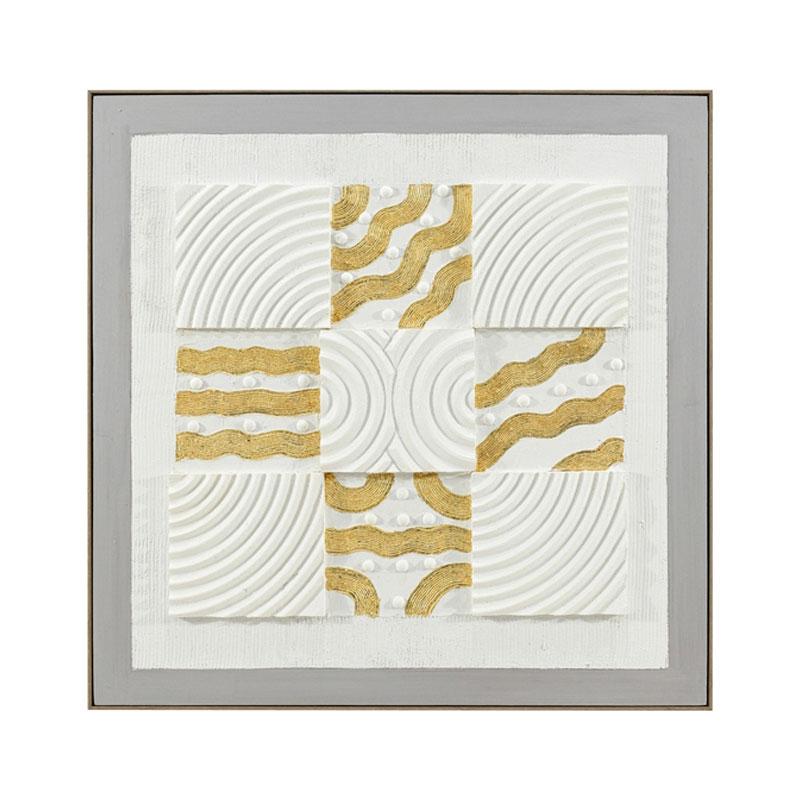 ΠΙΝΑΚΑΣ ΣΕ ΚΑΜΒΑ ΜΕ ΠΛΑΙΣΙΟ FL25169 ΓΚΡΙ-ΛΕΥΚΟ-ΧΡΥΣΟ 102x7x102εκ