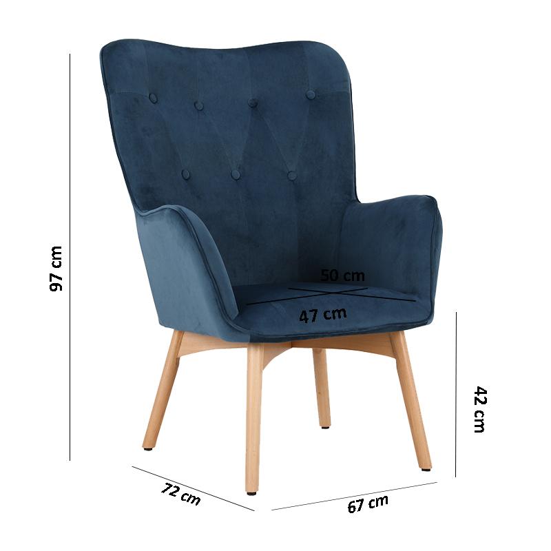 ΠΟΛΥΘΡΟΝΑ 8009 ΜΠΛΕ ΒΕΛΟΥΔΟ ΜΕ ΞΥΛΙΝΑ ΠΟΔΙΑ 67x72x97εκ - Image 6