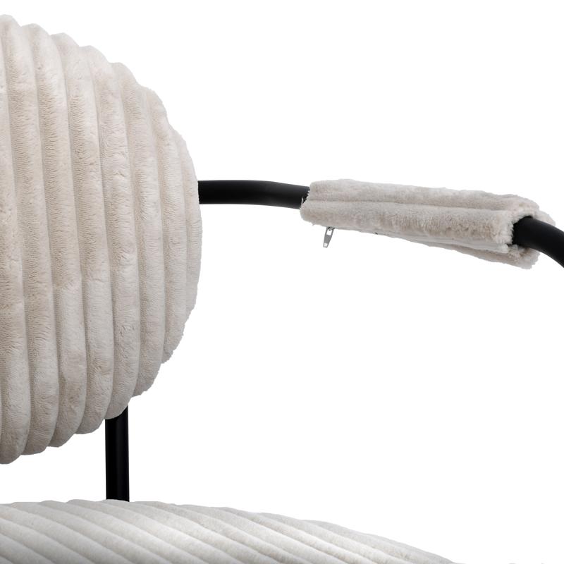 ΠΟΛΥΘΡΟΝΑ FL812 ΜΠΕΖ ΥΦΑΣΜΑ ΜΕ ΜΕΤΑΛΛΙΚΑ ΠΟΔΙΑ 76x76x77εκ - Image 6