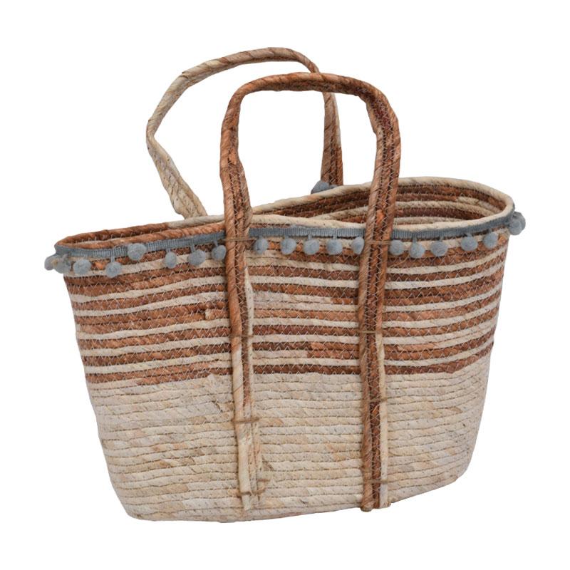 ΨΑΘΙΝΟ ΚΑΣΠΩ "Bag" ΜΠΕΖ-ΛΕΥΚΟ ΧΡΩΜΑ 44x28x18εκ