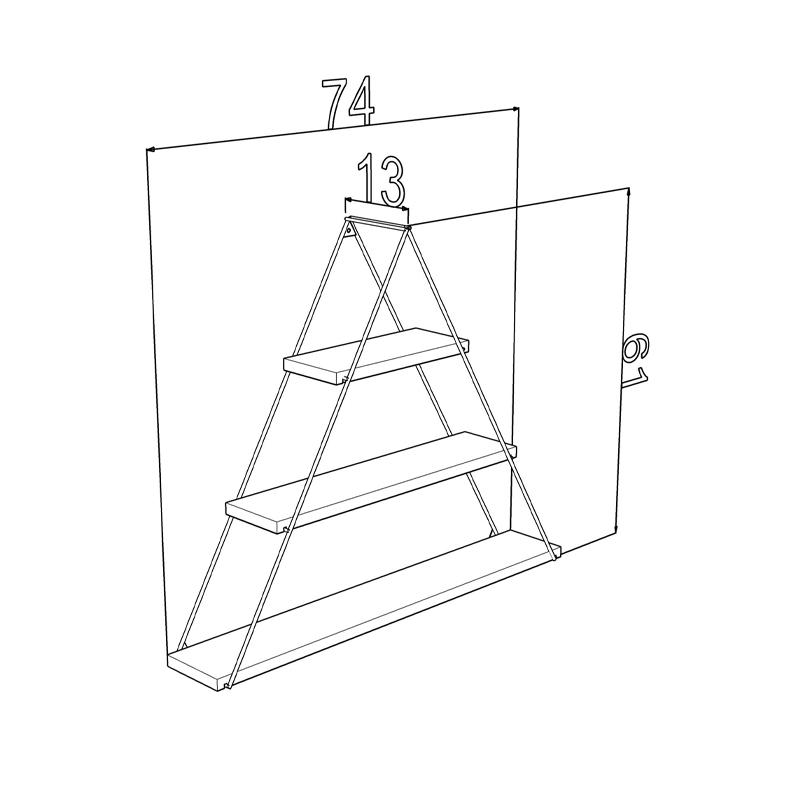 ΡΑΦΙ ΤΟΙΧΟΥ "Elmira" Triangle ΚΑΡΥΔΙ 74x13x61εκ - Image 4