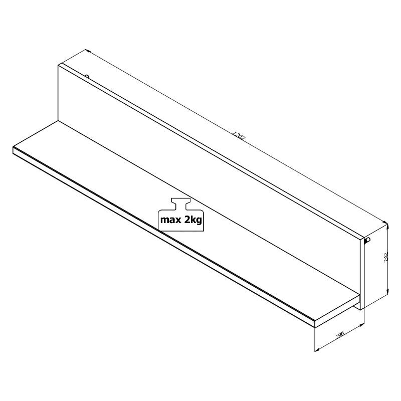 ΡΑΦΙ ΤΟΙΧΟΥ Kent ZP GREY OAK-WHITE OAK 120x19x22εκ knt - Image 5