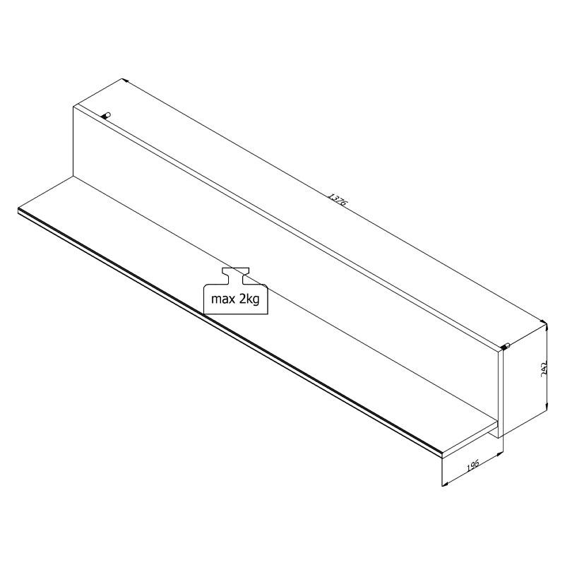 ΡΑΦΙ ΤΟΙΧΟΥ UMBRIA ZP GREY OAK-ΜΑΥΡΟ 137x19x24εκ m.b.r - Image 7