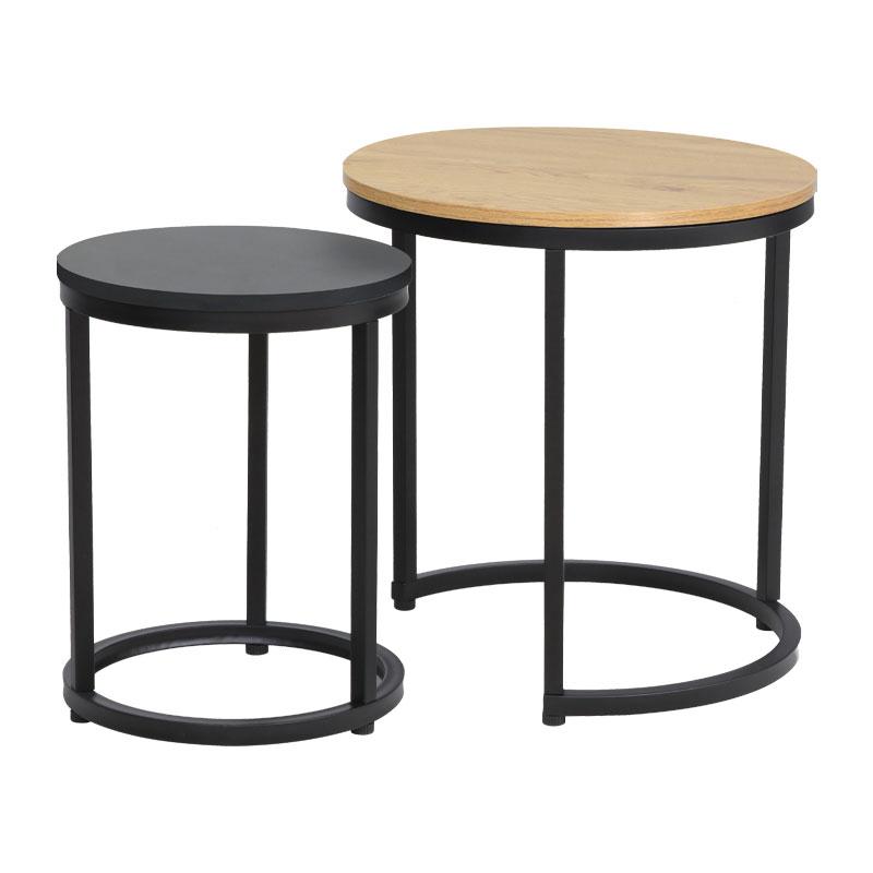 ΣΕΤ 2 ΒΟΗΘΗΤΙΚΑ ΤΡΑΠΕΖΑΚΙΑ Fonzy SONOMA-ΜΑΥΡΟ ΧΡΩΜΑ 45x45x48εκ