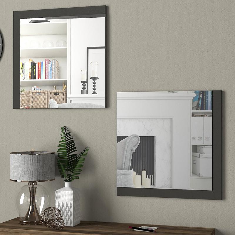 ΣΕΤ 2 ΚΑΘΡΕΦΤΕΣ ΤΟΙΧΟΥ Charles ΑΝΘΡΑΚΙ 60x60εκ - Image 2