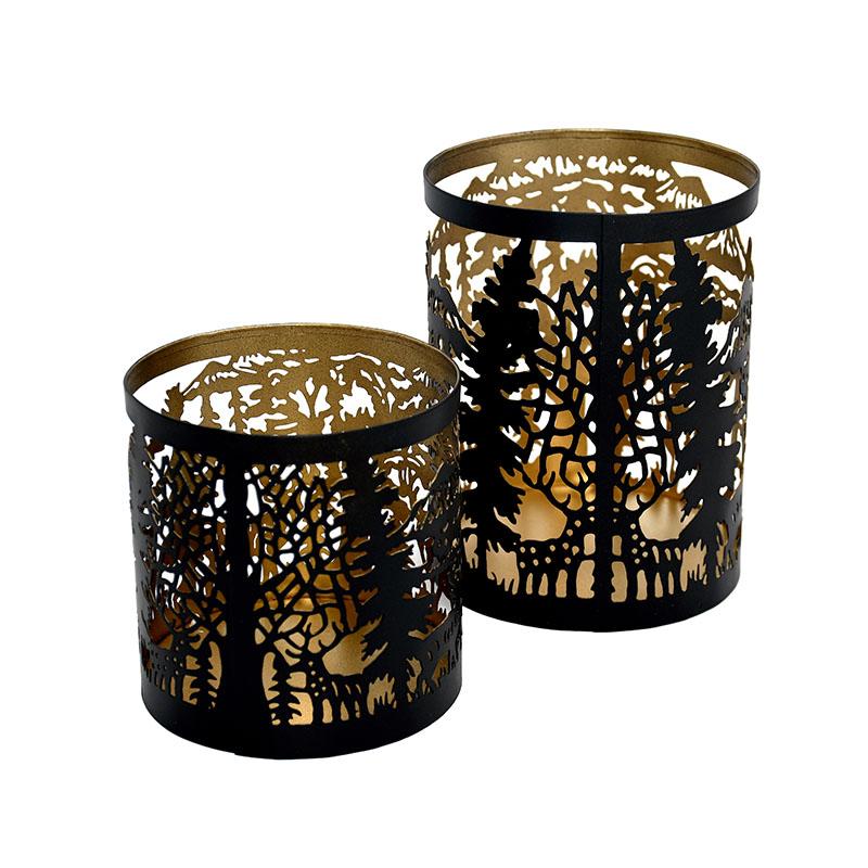 ΣΕΤ 2 ΜΕΤΑΛΛΙΚΑ ΦΑΝΑΡΙΑ FL12280 ΜΑΥΡΟ-ΧΡΥΣΟ ΧΡΩΜΑ 10x13 & 9x10εκ