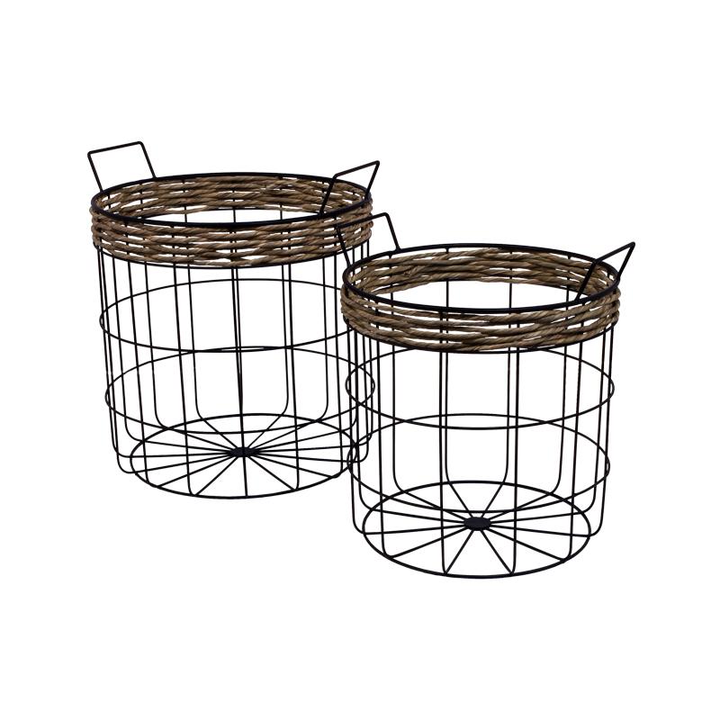 ΣΕΤ 2 ΜΕΤΑΛΛΙΚΑ ΚΑΛΑΘΙΑ ΜΑΥΡΟ ΧΡΩΜΑ 39x37x42,5εκ