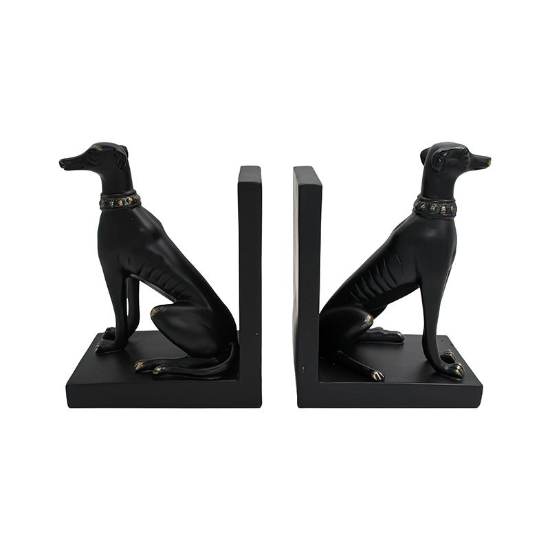 ΣΕΤ 2 ΤΕΜΑΧΙΑ ΒΙΒΛΙΟΣΤΑΤΕΣ "Dog" ΜΑΥΡΟ ΧΡΩΜΑ 19x10x14εκ - Image 2