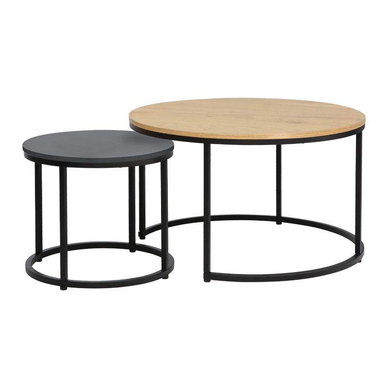 ΣΕΤ 2 ΤΡΑΠΕΖΑΚΙΑ ΣΑΛΟΝΙΟΥ Fonzy SONOMA-ΜΑΥΡΟ ΧΡΩΜΑ 75x75x48εκ