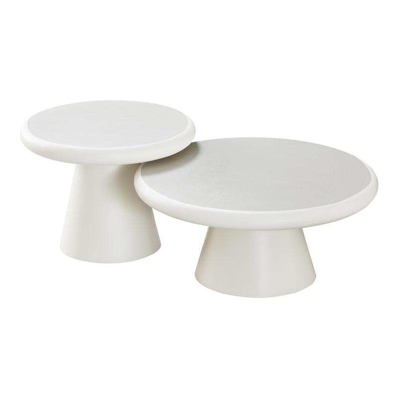 ΣΕΤ 2 ΤΡΑΠΕΖΙΑ ΣΑΛΟΝΙΟΥ Concretto ΛΕΥΚΟ ΜΕ ΥΦΗ ΤΣΙΜΕΝΤΟΥ ΧΡΩΜΑ 80x36εκ & 60x44εκ