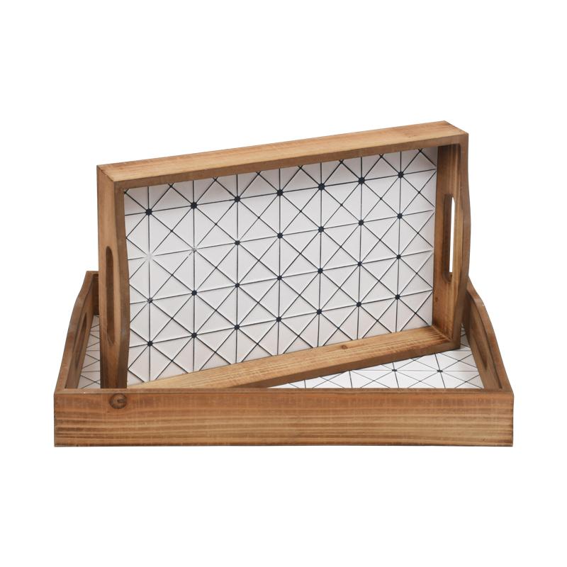 ΣΕΤ 2 ΞΥΛΙΝΟΙ ΔΙΣΚΟΙ ΚΑΦΕ-ΛΕΥΚΟ ΧΡΩΜΑ 42x28x7εκ sls