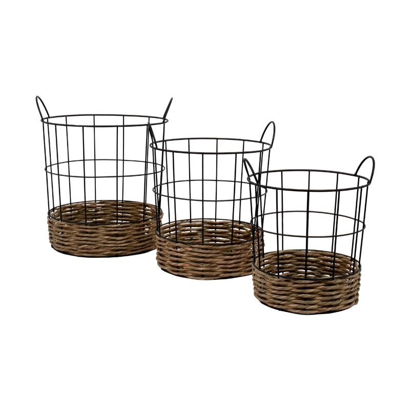 ΣΕΤ 3 ΜΕΤΑΛΛΙΚΑ ΚΑΛΑΘΙΑ ΜΑΥΡΟ ΧΡΩΜΑ 36x34x40,5εκ