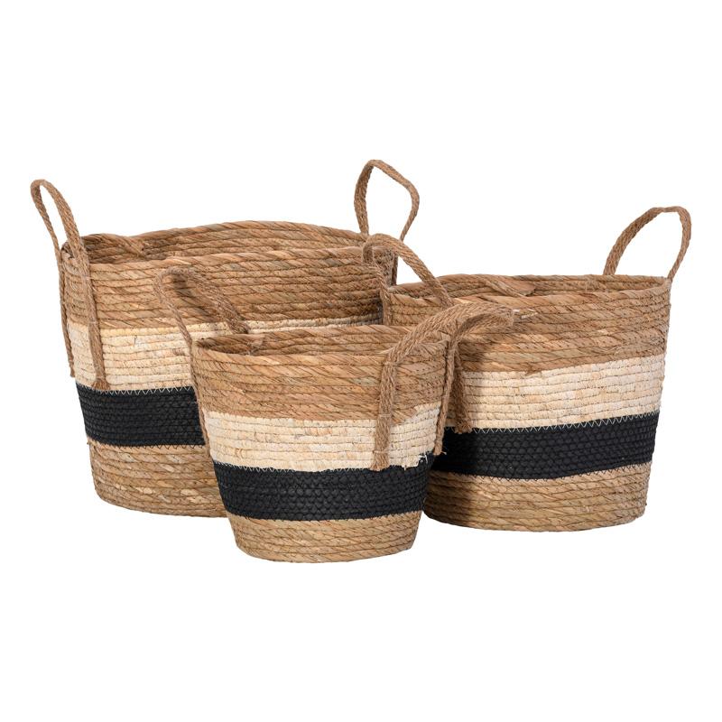 ΣΕΤ 3 ΨΑΘΙΝΑ ΚΑΛΑΘΙΑ FL231120 BOHO ΦΥΣΙΚΟ ΧΡΩΜΑ ΦΥΣΙΚΟ-ΛΕΥΚΟ-ΜΑΥΡΟ ΧΡΩΜΑ 32x26εκ,28x24εκ,23x21εκ