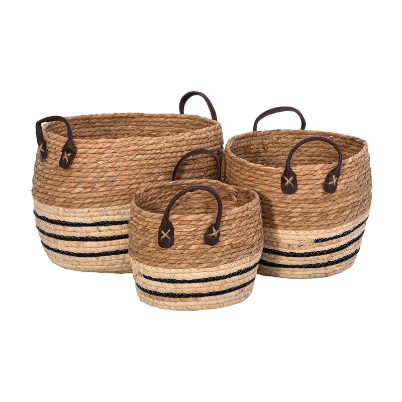 ΣΕΤ 3 ΨΑΘΙΝΑ ΚΑΣΠΩ FL134 ΚΑΦΕ-ΛΕΥΚΟ ΧΡΩΜΑ 33x33x24εκ 28x28x22εκ 23x23x17εκ