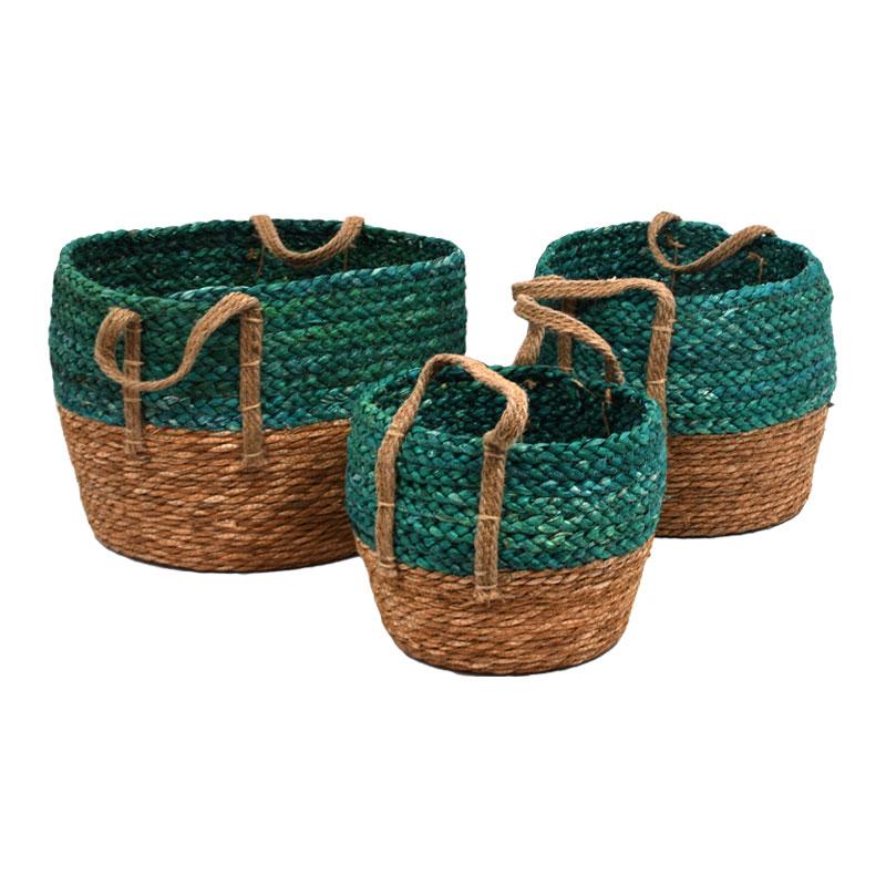 ΣΕΤ 3 ΨΑΘΙΝΑ ΚΑΣΠΩ ΠΡΑΣΙΝΟ-ΜΠΕΖ ΧΡΩΜΑ 38x27εκ