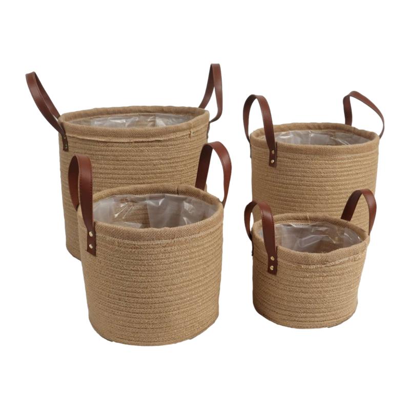 ΣΕΤ 4 ΣΤΡΟΓΓΥΛΑ ΨΑΘΙΝΑ ΚΑΛΑΘΙΑ FL3542 Boho ΦΥΣΙΚΟ ΧΡΩΜΑ 35x31εκ