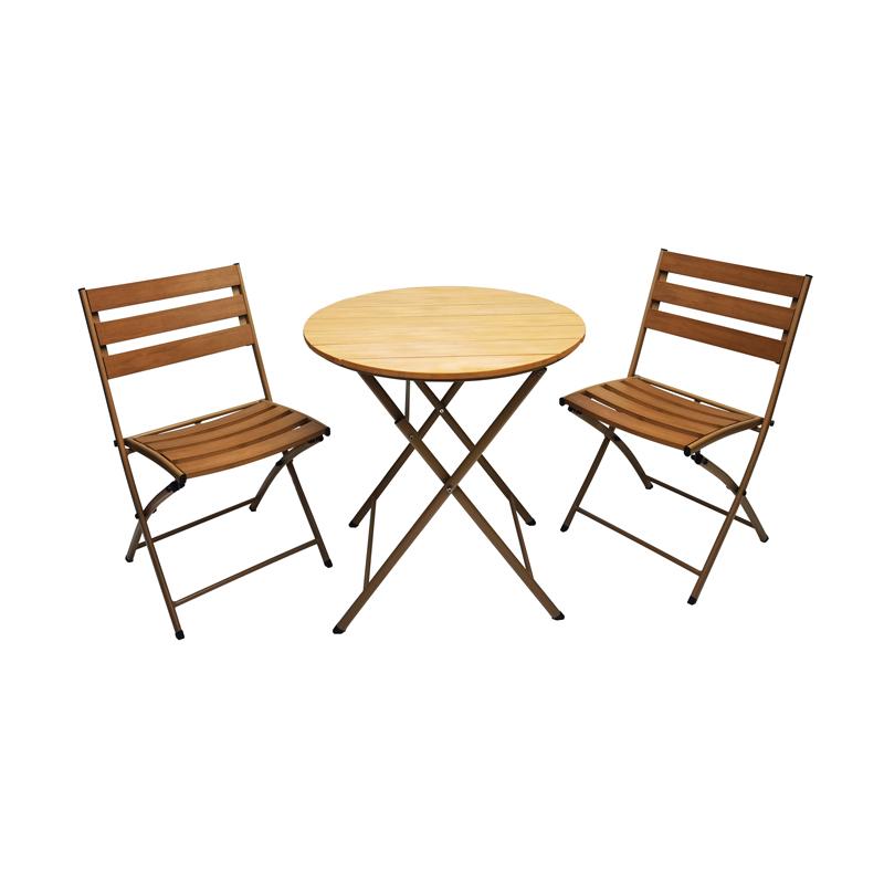 ΣΕΤ BALCONY 3TEM ΣΤΡΟΓΓΥΛΟ POLYWOOD & ΑΤΣΑΛΙ ΦΥΣΙΚΟ-ΚΑΦΕ ΧΡΩΜΑ