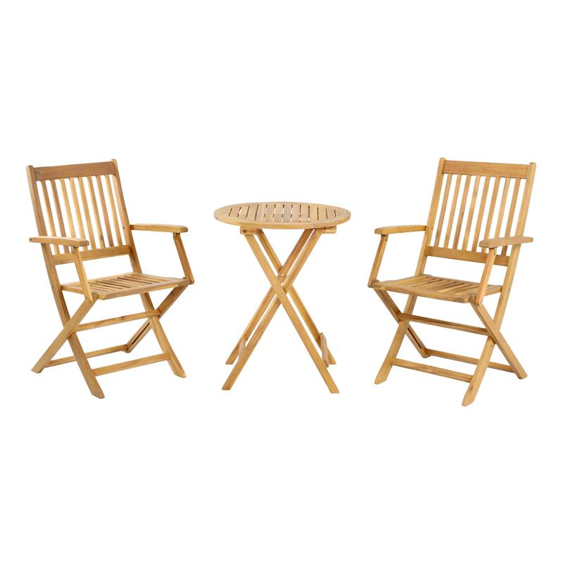 ΣΕΤ BISTRO 3 ΤΕΜ ΞΥΛΟ ΑΚΑΚΙΑΣ FL921 ΚΑΡΥΔΙ ΣΚΕΛΕΤΟΣ 60x60x75εκ - Image 3