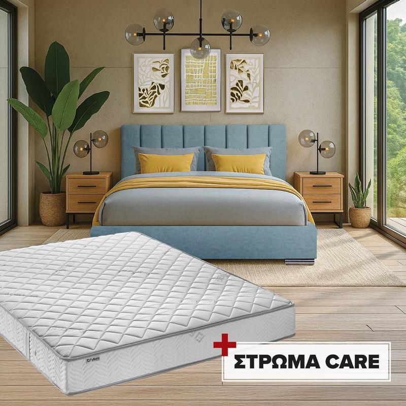 ΣΕΤ ΔΙΠΛΟ ΚΡΕΒΑΤΙ Udine ΣΙΕΛ ΧΡΩΜΑ 167x214x115εκ ΜΕ ΣΤΡΩΜΑ Care 160x200 U.d.n