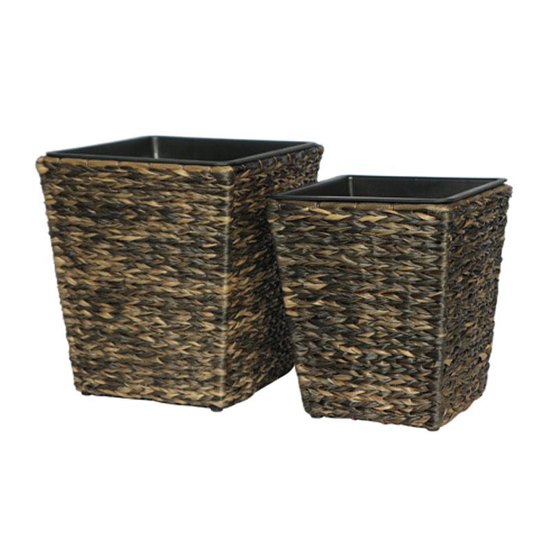 ΣΕΤ ΚΑΣΠΩ 2 ΤΕΜΑΧΙΑ POLY RATTAN FL21587 ΜΠΕΖ-ΚΑΦΕ ΧΡΩΜΑ 36x40εκ & 30x35εκ