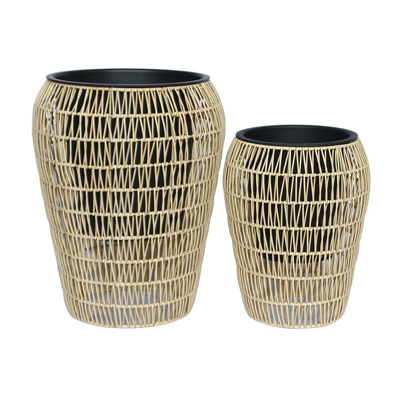 ΣΕΤ ΚΑΣΠΩ 2 ΤΕΜΑΧΙΑ POLY RATTAN FL21897 ΦΥΣΙΚΟ ΧΡΩΜΑ 39x50εκ & 30x39εκ.