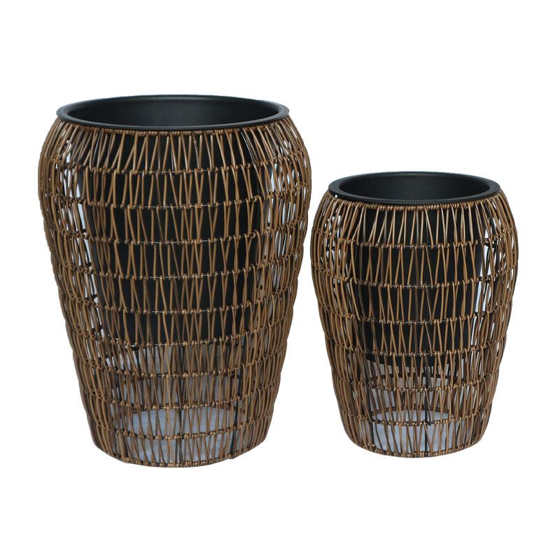 ΣΕΤ ΚΑΣΠΩ 2 ΤΕΜΑΧΙΑ POLY RATTAN FL21897 ΚΑΦΕ ΧΡΩΜΑ 39x50εκ & 30x39εκ