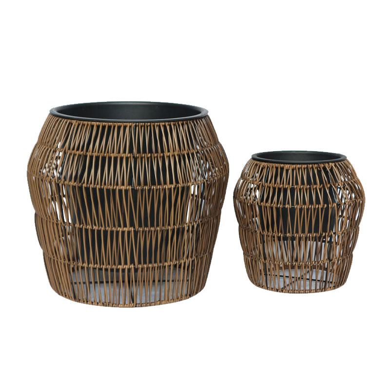 ΣΕΤ ΚΑΣΠΩ 2 ΤΕΜΑΧΙΑ POLY RATTAN FL22157 ΚΑΦΕ ΧΡΩΜΑ 42x38εκ & 28x28εκ