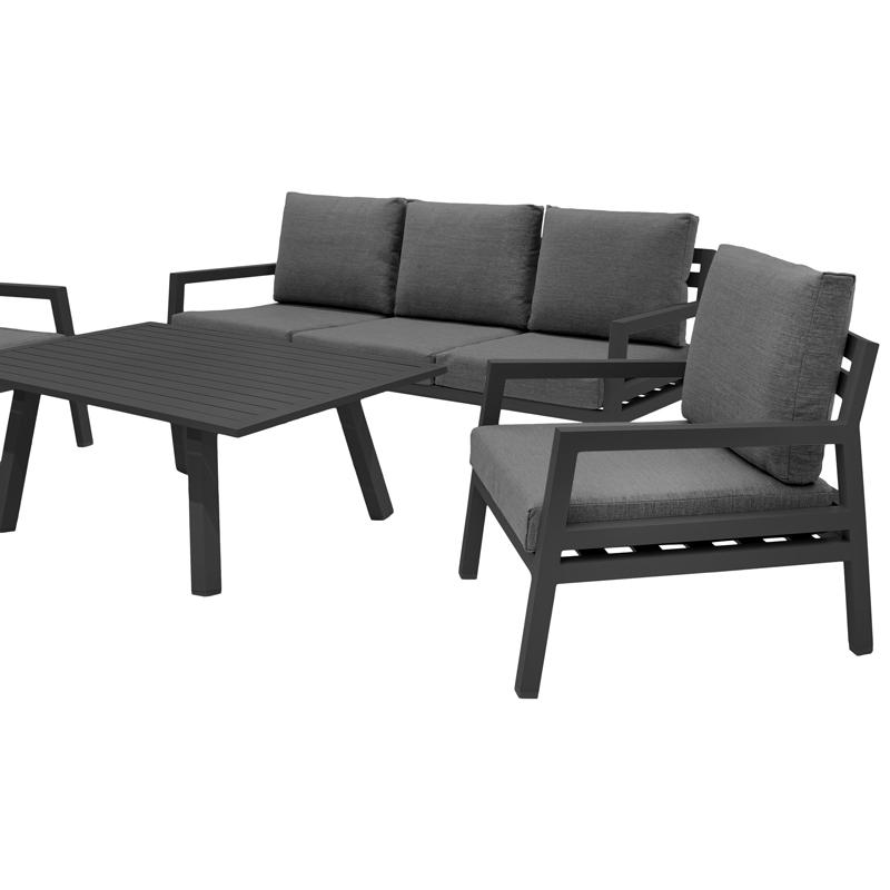 ΣΕΤ ΣΑΛΟΝΙ ΚΗΠΟΥ 4 ΤΕΜΑΧΙΩΝ Santiago ΓΚΡΙ ΣΚΟΥΡΟ ΧΡΩΜΑ 188x80x70εκ - Image 3