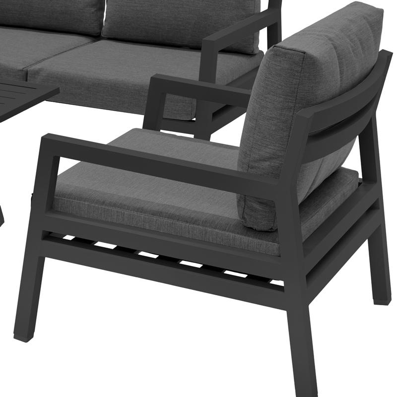 ΣΕΤ ΣΑΛΟΝΙ ΚΗΠΟΥ 4 ΤΕΜΑΧΙΩΝ Santiago ΓΚΡΙ ΣΚΟΥΡΟ ΧΡΩΜΑ 188x80x70εκ - Image 4