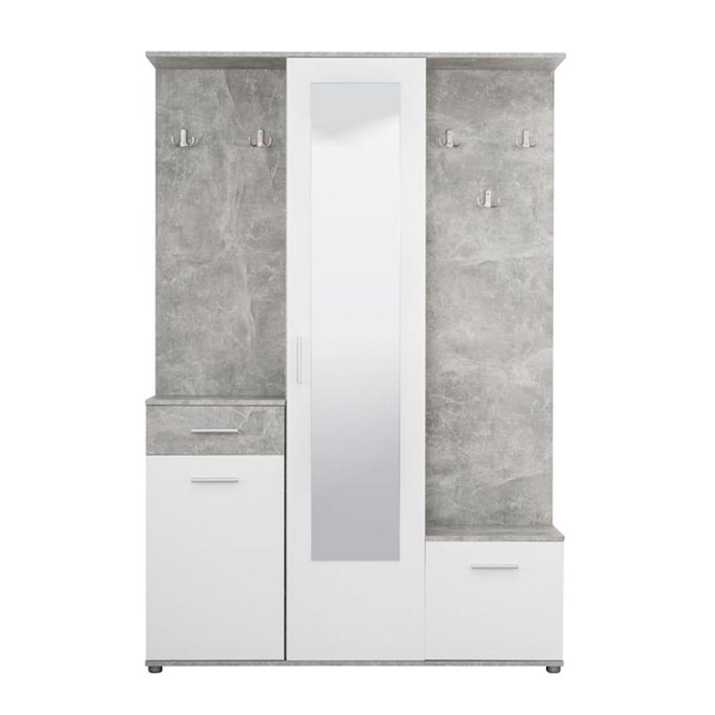 ΣΤΑΝΤ ΧΩΛ ΚΑΙ ΠΑΠΟΥΤΣΟΘΗΚΗ MARTIN ΓΚΡΙ CONCRETE-ΛΕΥΚΟ 133,5x33x197,5εκ fxtr - Image 3