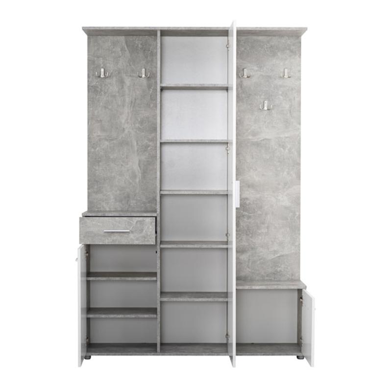 ΣΤΑΝΤ ΧΩΛ ΚΑΙ ΠΑΠΟΥΤΣΟΘΗΚΗ MARTIN ΓΚΡΙ CONCRETE-ΛΕΥΚΟ 133,5x33x197,5εκ fxtr - Image 5