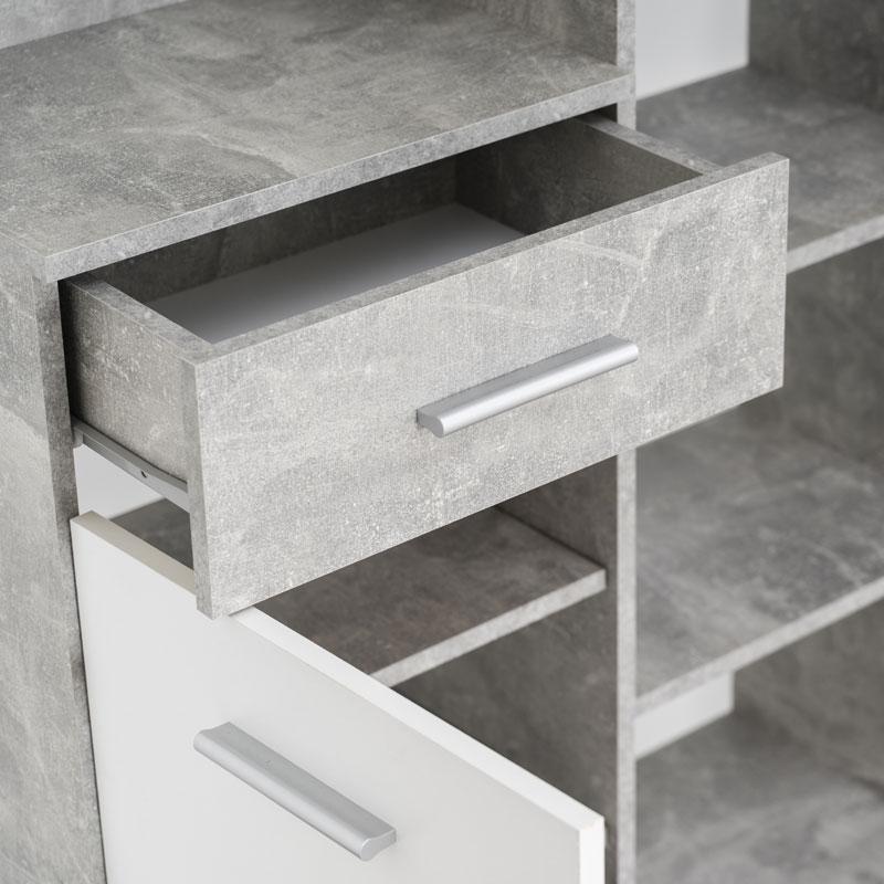 ΣΤΑΝΤ ΧΩΛ ΚΑΙ ΠΑΠΟΥΤΣΟΘΗΚΗ MARTIN ΓΚΡΙ CONCRETE-ΛΕΥΚΟ 133,5x33x197,5εκ fxtr - Image 6