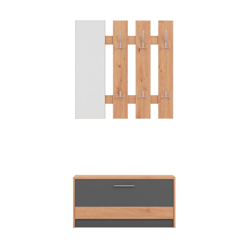 ΣΤΑΝΤ ΓΙΑ ΧΩΛ RIMINI ARTISAN OAK-ΓΚΡΙ ΓΡΑΦΙΤΗΣ 92x28x202εκ fxtr - Image 3