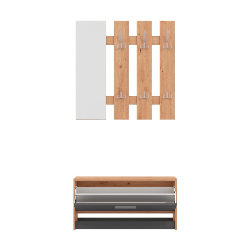 ΣΤΑΝΤ ΓΙΑ ΧΩΛ RIMINI ARTISAN OAK-ΓΚΡΙ ΓΡΑΦΙΤΗΣ 92x28x202εκ fxtr - Image 4