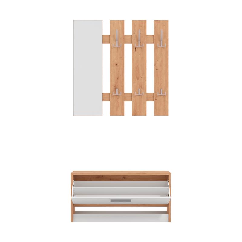 ΣΤΑΝΤ ΓΙΑ ΧΩΛ RIMINI ARTISAN OAK-ΛΕΥΚΟ 92x28x202εκ fxtr - Image 4